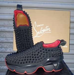 Christian Louboutin Spike Sock Leather Sneakers